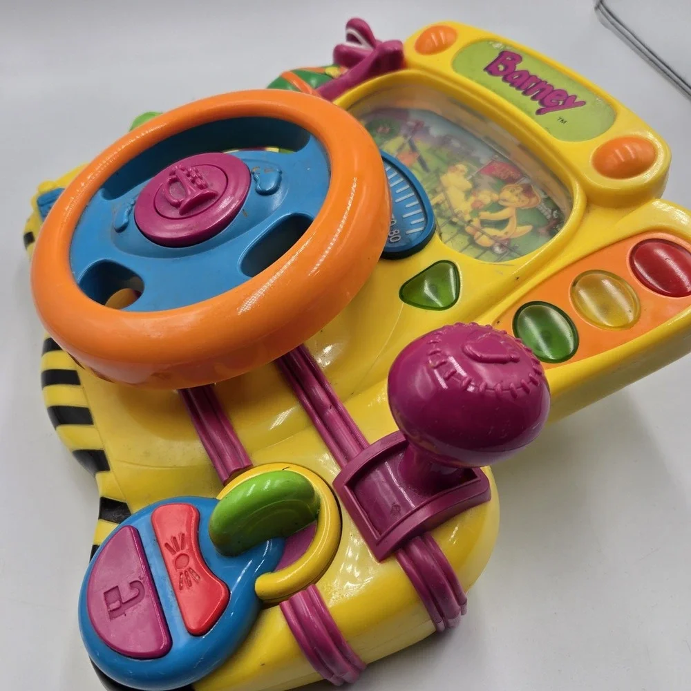 2002 Barney Steering Wheel Driving‎ Electronic Learning Interactive Toy - Works